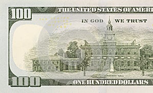 Back Left Half of the New One Hundred Dollar Bill