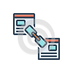 Color illustration icon for Back Link Optimization, connect and linkage photo