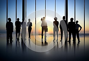 Back Lit of Business People in an Office Building