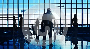 Back Lit Business People Traveling Airport Passenger Concept