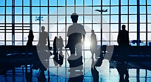 Back Lit Business People Traveling Airport Passenger Concept