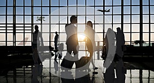 Back Lit Business People Traveling Airport Passenger Concept