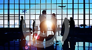 Back Lit Business People Traveling Airport Passenger Concept