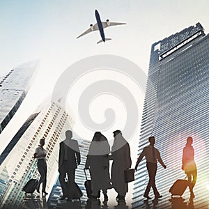 Back Lit Business People Traveling Airport Passenger Concept