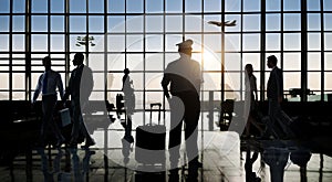 Back Lit Business People Traveling Airport Passenger Concept