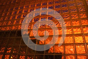 Back lit glass block wall