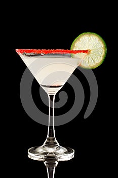 Back lit key lime martini with red sugar