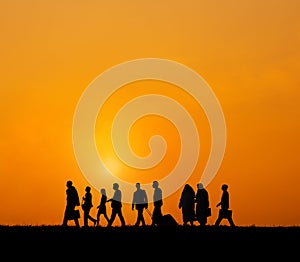 Back Lit People Togetherness Outdoors Concept