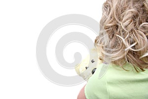 Back of Little Girl Holding Teddy Bear photo
