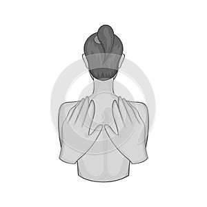 Back massage icon, black monochrome style