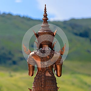 Back of metal Buddha image