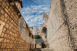 Back of the Minceta Tower on the walls of Dubrovnik old town