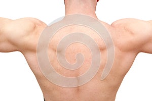 Back of muscular body builder man