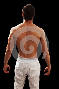 Back of muscular fit man
