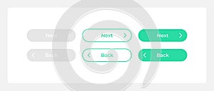 Back and next register buttons UI elements kit