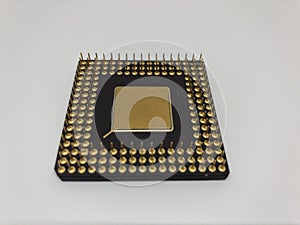 The back of old antique CPU chip