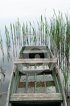 Back of an old boat in the water