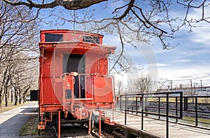 Back of Orange Caboose train