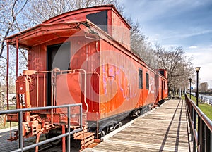Back of Orange Caboose train
