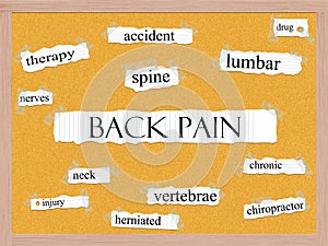 Back Pain Corkboard Word Concept