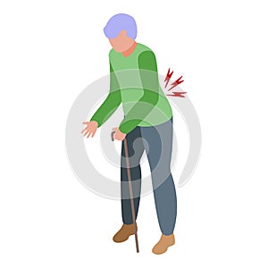 Back pain icon isometric vector. Old senior person