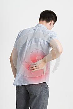 Back pain, kidney inflammation, ache in man`s body