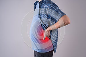 Back pain, kidney inflammation, ache in man`s body