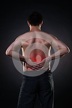 Back pain, kidney inflammation, ache in man`s body