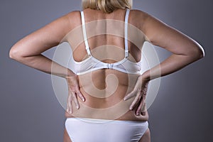 Back pain, kidney inflammation, ache in woman`s body