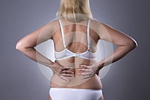 Back pain, kidney inflammation, ache in woman`s body