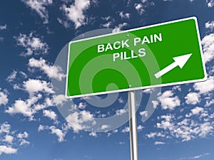 Back pain pills traffic sign