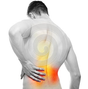 Back Pain - Studio shot isolated on white