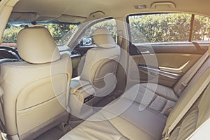 Back passenger seats in modern luxury car