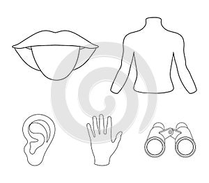 Back of the person, mouth, hand, ear. Part of the body set collection icons in monochrome style vector symbol stock