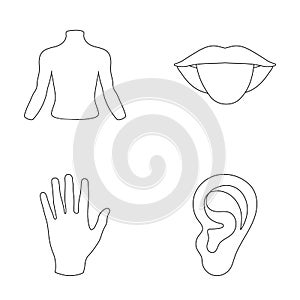 Back of the person, mouth, hand, ear. Part of the body set collection icons in monochrome style vector symbol stock