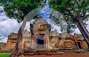 Back of Phanom Rung Historical Park is Castle Rock old architecture at Buriram Province ,famous attractions landmark , Thailand