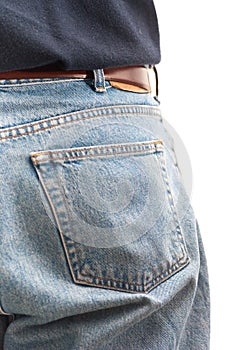 Back pocket of man wearing jeans