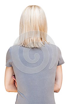 Back portrait of blonde woman