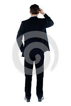 Back-pose of a corporate person standing