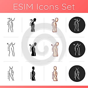 Back and posture problems icons set photo