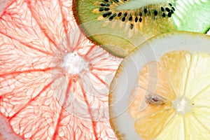 Back projected citrus slices.