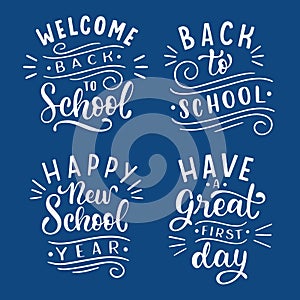 back school lettering set vector design illustration