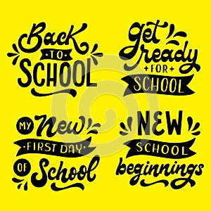 back school lettering set vector design illustration