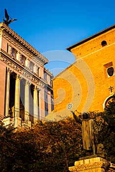 Back side of Campidoglio square at sunset in Rome