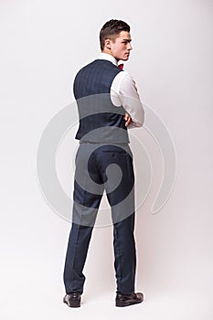 Back side Handsome young businessman