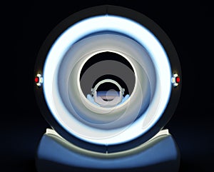 Back side  of MRI SCANNER - Magnetic resonance imaging  device in Hospital 3D rendering  . Medical Equipment and Health Care