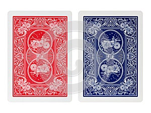 Back side poker playing cards isolated photo