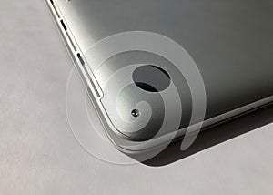 Back side of silver MacBook Pro 13