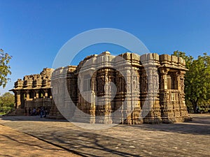 Back side view of sun temple Modhera  built in 1026 AD by King Bhimdev of the Solanki dynasty.Mehsana district, Gujarat