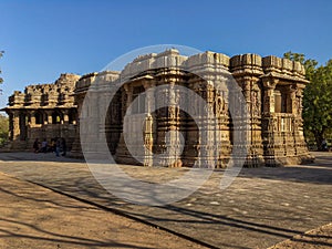 Back side view of sun temple Modhera  built in 1026 AD by King Bhimdev of the Solanki dynasty.Mehsana district, Gujarat